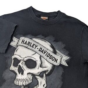 Harley-Davidson Harbor Town Manitowoc Wisconsin Skull Graphic T-Shirt Black S